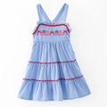 Blue Gingham American Flag Tiered Dress